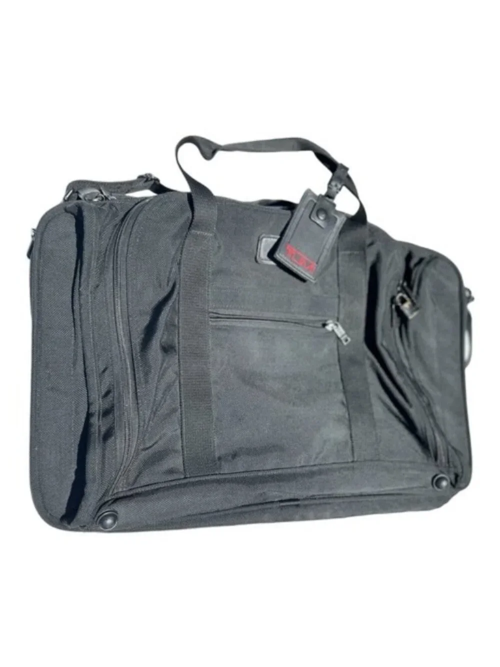Tumi Messenger Bag Log Laptop Briefcase Style Nylon Crossbody Strap Made in USA